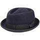 Lipodo Gratus Women's/Men's Pork Pie Felt hat - Hat Made of Wool Felt - Made in Italy - Summer/Winter Fedora - Pork Pie hat with Ribbed Band - Wool hat Navy XL (60-61 cm)