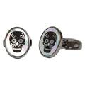 Simon Carter Mens Mother of Pearl Sugar Skull Cufflinks - Black/White