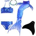 UrbanDesign Mermaid Tail with Monofin for Swimming Mermaid Costume Child for Girls (9-10 Years, Deep Sea)