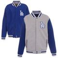 Men's JH Design Gray Los Angeles Dodgers Embroidered Reversible Full Snap Fleece Jacket