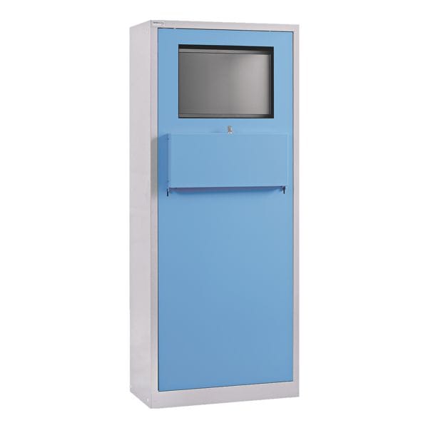 THURMETALL Computerschrank mit Flügeltür und Sichtfenster, 75x180x40 cm
