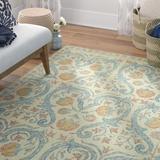 Blue/White 144 x 108 x 0.33 in Area Rug - Charlton Home® Aileene Hand-Tufted Beige/Blue Area Rug Wool | 144 H x 108 W x 0.33 D in | Wayfair