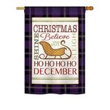 Breeze Decor Believe in Joy of Sleigh Winter Seasonal Christmas Impressions 2-Sided 40 x 28 in. House Flag in Blue | 40 H x 28 W in | Wayfair