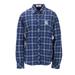 Women's Navy Rice Owls Brewer Flannel Button-Down Long Sleeve Shirt