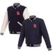 Men's JH Design Navy St. Louis Cardinals Reversible Fleece Jacket with Faux Leather Sleeves