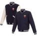 Men's JH Design Navy Minnesota Twins Reversible Fleece Jacket with Faux Leather Sleeves
