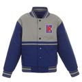 Youth JH Design Royal/Gray LA Clippers Poly-Twill Full-Snap Jacket