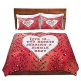 Wildon Home® Rosalin Zara Martina Love Heart Trees On Red Microfiber Duvet Covers Microfiber in Black/Red/White | Twin | Wayfair