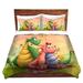 Zoomie Kids Easingwold Tooshtoosh Dragon Picnic Microfiber Duvet Covers Microfiber in Green/Indigo/Pink | Twin | Wayfair