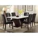 Lark Manor™ Culbert Marble Dining Table Marble/Granite/Wood in Brown/White | 30 H x 64 W x 38 D in | Wayfair 736109FDD97F4A2A8494B195BFAA2830