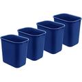 Acrimet Wastebasket, Deskside Bin, 6.75 Gallon/ 27 Quart/ 24 Liter (Plastic) (Blue Color) (Set of 4)