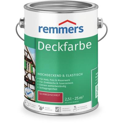 Remmers - Deckfarbe schwedischrot, 2,5 Liter, Deckfarbe für innen und außen, Wetterschutzfarbe Image