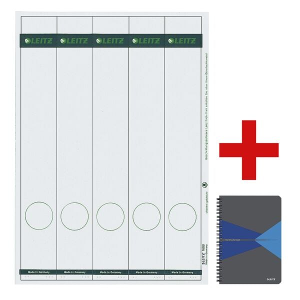 Leitz Selbstklebende Ordnerrücken-Etiketten »1688« inkl. Collegeblock »Office 4498« grau, 5 cm