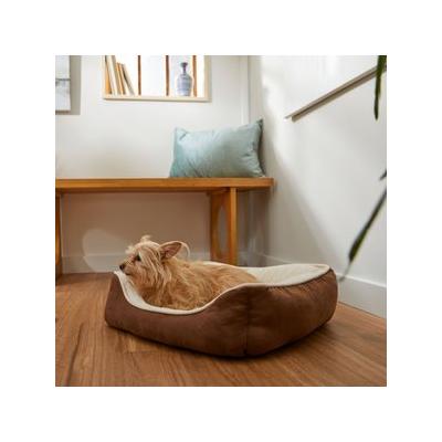 Frisco Rectangular Bolster Cat & Dog Bed, Brown, Small