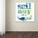 East Urban Home 'Sail Away w/ Me' Textual Art Print on Wrapped Canvas in Blue/Green | 14 H x 14 W x 2 D in | Wayfair