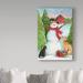 Winston Porter 'Snowman Farm w/ Dog & Cat' Acrylic Painting Print on Wrapped Canvas Metal in Blue/Green/Red | 32 H x 22 W x 2 D in | Wayfair