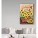 Winston Porter 'Sunflower Basket Welcome Flag' Acrylic Painting Print on Wrapped Canvas in Brown/Green/Yellow | 19 H x 12 W x 2 D in | Wayfair