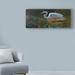 World Menagerie 'Egret White' Acrylic Painting Print on Wrapped Canvas Metal in Blue/Gray/Green | 14 H x 32 W x 2 D in | Wayfair