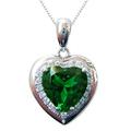 Navachi 925 Sterling Silver 18k White Gold Plated 3.7ct Heart Emerald Az9650p Necklace Pendant 18"