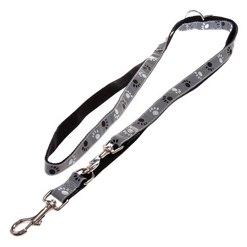 Trixie Hundeleine 200cm + Halsband Pfoten Silver Reflect Größe S-M