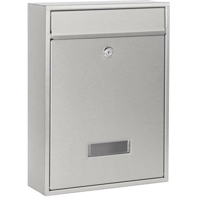 Wiltec - Briefkasten V10 Edelstahl 260 x 90 x 350 mm, Wandbriefkasten mit Schloss und Namensschild, Image