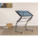 Inbox Zero Cournoyer Glass Drafting Table Glass/Metal in Blue | 39.5 H x 40.75 W x 29 D in | Wayfair 10089