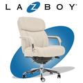 La-Z-Boy Sutherland Quilted Executive Office Chair w/ Padded Arms Upholstered, Leather in White/Brown | 43.5 H x 23.5 W x 29.5 D in | Wayfair