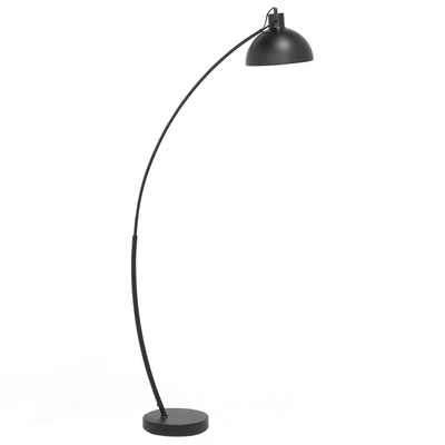 Stehlampe Schwarz Metall 155 cm verstellbarer Schirm Kabel mit Schalter Bogenlampe Industrie Design