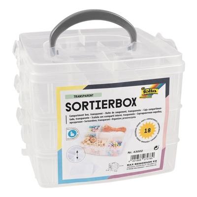 folia Sortierbox mit 18 Fächern transparent, 15x12.5x15 cm