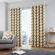 Fusion - Chevron - 100 Percent Cotton Ready - Made Pair of Eyelet Curtains in Ochre, 66" Width x 90" Drop (168 x 229 cm)