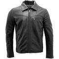 Infinity Men’s Smart Black Leather Harrington Jacket 2XL