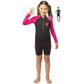 Cressi Little Shark Jr Shorty 2mm - Langarm Neoprenanzug für Kinder,Schwarz/Rosa, 3/4 Jahre