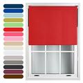Furnished Roller Blinds Thermal Blackout Roller Blind - Trimmable Insulated UV Protection Child Safe Easy Fit Home Office Window Blinds, Red, 180cm x 165cm