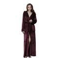 BELLOO Unisex Flannel Fleece Hooded Dressing Gown Full Long, Burgundy L