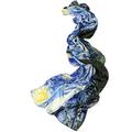 Prettystern 180 cm long blue silk scarf Stole Impression van Gogh Art Print - Starry Night P533