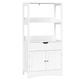 VASAGLE Bathroom Storage Cabinet, Tall Cabinet, Freestanding Bookshelf, with 2 Open Shelves, 1 Large Drawer and 1 Cupboard, 32.5 x 60 x 122 cm, for Living Room, Kitchen, Study, White BBC64WT