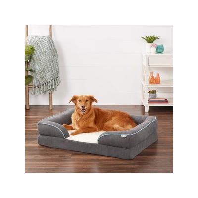 Frisco Plush Orthopedic Front Bolster Cat & Dog Bed w/Removable Cover, Gray, X-Large