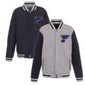 Men's JH Design Gray/Navy St. Louis Blues Embroidered Reversible Full Snap Fleece Jacket