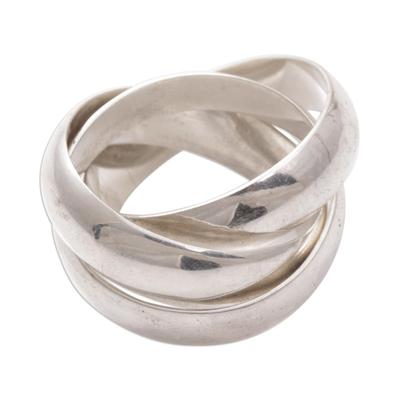 'Family of Three' - Men's Handmade Sterling Silver Band Ring