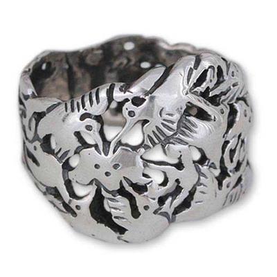 'Hummingbird Mystique' - Hand Made Taxco Fine Silver Bird Ring