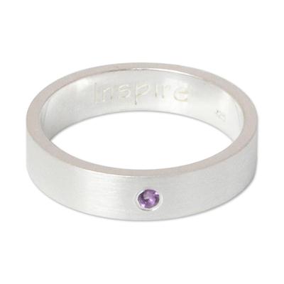 'Inspire' - Amethyst and Silver Inspirational Band Ring