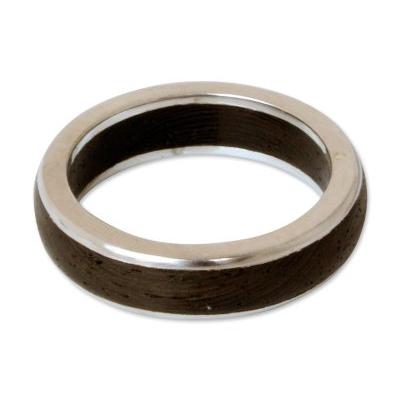 Men's wood ring, 'Moon Hero' - Men's Wood Band Ring