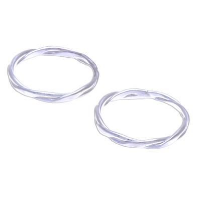 'Relaxing Touch' (pair) - Sterling Silver Stacking Rings