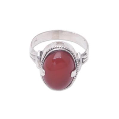 'Dragon Eye' - Handmade Sterling Silver and Carnelian Ring
