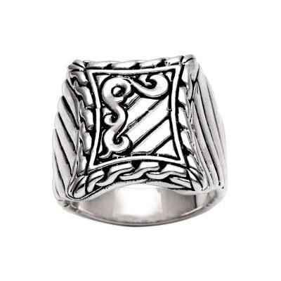 'Royal Fern' - Handcrafted Men's Sterling Silver Signet Ring