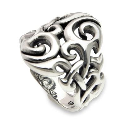 Men's sterling silver ring, 'Labyrinth'