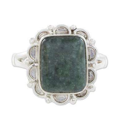 Jade cocktail ring, 'Maya Zinnia'