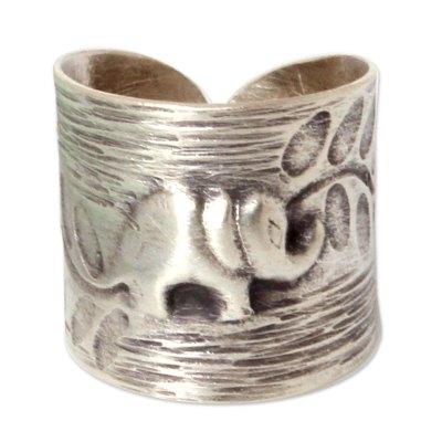 'Thai Forest Elephant' - Fair Trade Elephant Theme Sterling Silver Wrap R