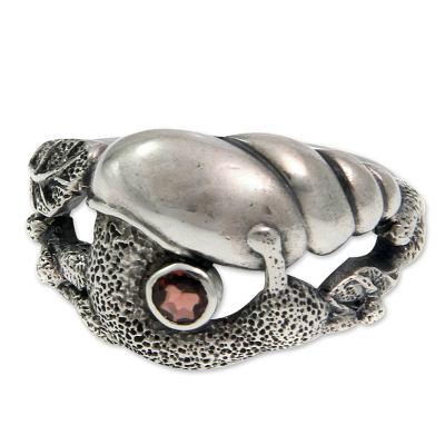 Garnet cocktail ring, 'Balinese Snail'