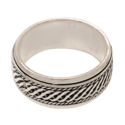 Men's sterling silver spinner ring, 'Speed'